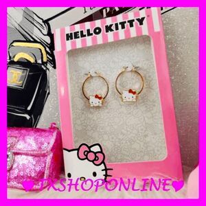 💞💞{Hello Kitty} Gold Plated Hoop Dangle Earrings NEW💞💞